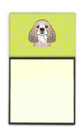 Checkerboard Lime Green Cocker Spaniel Watercolor Sticky Note Holder Refillable Dispenser Desk Accessory 3x3 Pad Gift