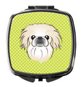 Checkerboard Lime Green Pekingese Compact Mirror Decorative Travel Makeup Mirror for Women Girls Gifts Pocket Makeup Mirror Folding Handheld