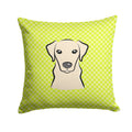 Checkerboard Lime Green Yellow Labrador Decorative Throw Pillow 14x14 Indoor Outdoor Accent Cushion, Fabric Cover with Insert for Sofa, Bed, Porch & Living Room