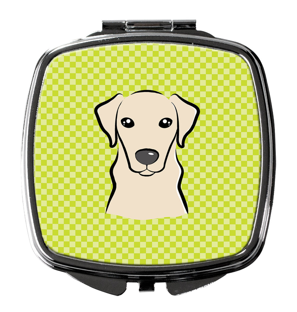 Checkerboard Lime Green Yellow Labrador Compact Mirror Decorative Travel Makeup Mirror for Women Girls Gifts Pocket Makeup Mirror Folding Handheld
