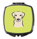 Checkerboard Lime Green Yellow Labrador Compact Mirror Decorative Travel Makeup Mirror for Women Girls Gifts Pocket Makeup Mirror Folding Handheld