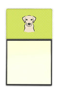 Checkerboard Lime Green Yellow Labrador Watercolor Sticky Note Holder Refillable Dispenser Desk Accessory 3x3 Pad Gift