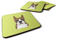 Checkerboard Lime Green Boxer Foam Coasters Set of 4 Cup Coasters for Indoor Outdoor, Tabletop Protection, Anti Slip, Mouse pad Material