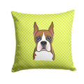 Checkerboard Lime Green Boxer Decorative Throw Pillow 14x14 Indoor Outdoor Accent Cushion, Fabric Cover with Insert for Sofa, Bed, Porch & Living Room
