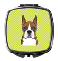 Checkerboard Lime Green Boxer Compact Mirror Decorative Travel Makeup Mirror for Women Girls Gifts Pocket Makeup Mirror Folding Handheld