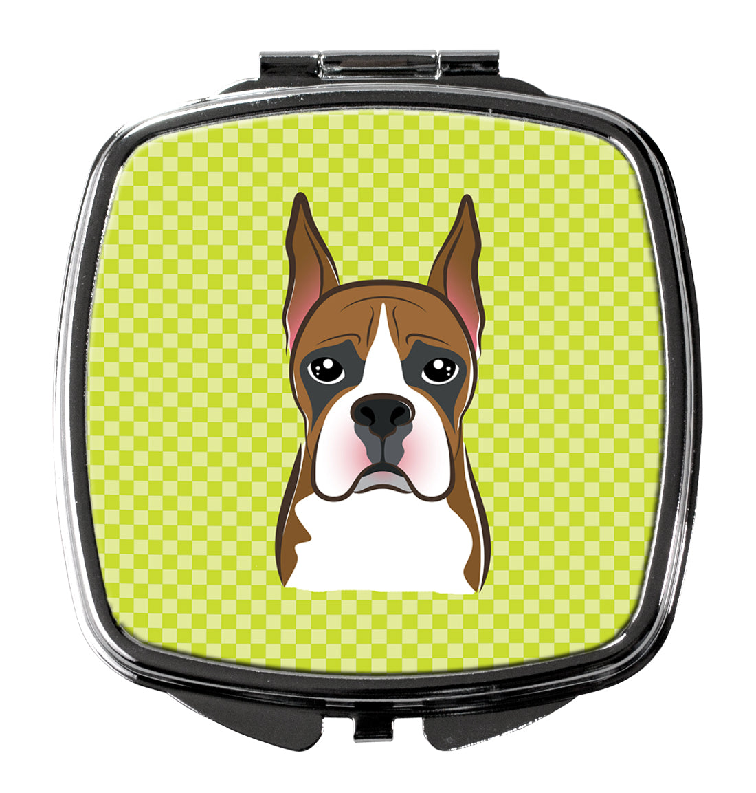 Checkerboard Lime Green Boxer Compact Mirror Decorative Travel Makeup Mirror for Women Girls Gifts Pocket Makeup Mirror Folding Handheld