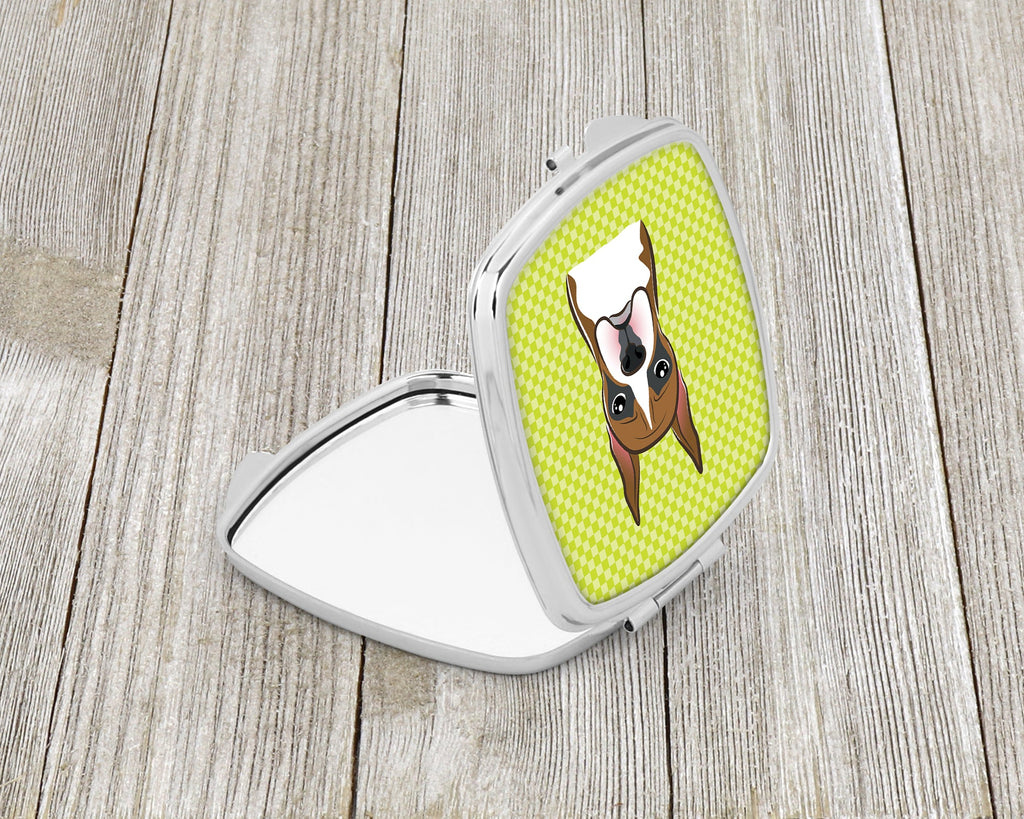 Checkerboard Lime Green Boxer Compact Mirror Decorative Travel Makeup Mirror for Women Girls Gifts Pocket Makeup Mirror Folding Handheld