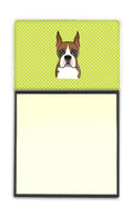 Checkerboard Lime Green Boxer Watercolor Sticky Note Holder Refillable Dispenser Desk Accessory 3x3 Pad Gift