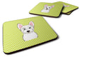 Checkerboard Lime Green Westie Foam Coasters Set of 4 Cup Coasters for Indoor Outdoor, Tabletop Protection, Anti Slip, Mouse pad Material