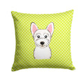 Checkerboard Lime Green Westie Decorative Throw Pillow 14x14 Indoor Outdoor Accent Cushion, Fabric Cover with Insert for Sofa, Bed, Porch & Living Room