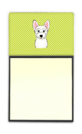 Checkerboard Lime Green Westie Watercolor Sticky Note Holder Refillable Dispenser Desk Accessory 3x3 Pad Gift