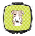 Checkerboard Lime Green Borzoi Compact Mirror Decorative Travel Makeup Mirror for Women Girls Gifts Pocket Makeup Mirror Folding Handheld