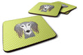 Checkerboard Lime Green Saluki Foam Coasters Set of 4 Cup Coasters for Indoor Outdoor, Tabletop Protection, Anti Slip, Mouse pad Material