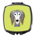 Checkerboard Lime Green Saluki Compact Mirror Decorative Travel Makeup Mirror for Women Girls Gifts Pocket Makeup Mirror Folding Handheld