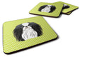 Checkerboard Lime Green Japanese Chin Foam Coasters Set of 4 Cup Coasters for Indoor Outdoor, Tabletop Protection, Anti Slip, Mouse pad Material