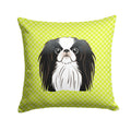 Checkerboard Lime Green Japanese Chin Decorative Throw Pillow 14x14 Indoor Outdoor Accent Cushion, Fabric Cover with Insert for Sofa, Bed, Porch & Living Room