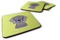 Checkerboard Lime Green Weimaraner Foam Coasters Set of 4 Cup Coasters for Indoor Outdoor, Tabletop Protection, Anti Slip, Mouse pad Material