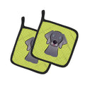 Checkerboard Lime Green Weimaraner Pot Holder Set of 2 Heat Resistant Quilted Hot Pads 7.5 x 7.5 Inch, Insulated Kitchen Trivets for Cooking & Baking