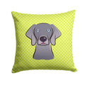 Checkerboard Lime Green Weimaraner Decorative Throw Pillow 14x14 Indoor Outdoor Accent Cushion, Fabric Cover with Insert for Sofa, Bed, Porch & Living Room