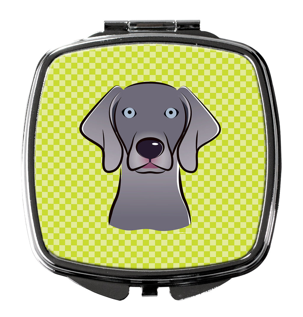 Checkerboard Lime Green Weimaraner Compact Mirror Decorative Travel Makeup Mirror for Women Girls Gifts Pocket Makeup Mirror Folding Handheld