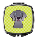 Checkerboard Lime Green Weimaraner Compact Mirror Decorative Travel Makeup Mirror for Women Girls Gifts Pocket Makeup Mirror Folding Handheld