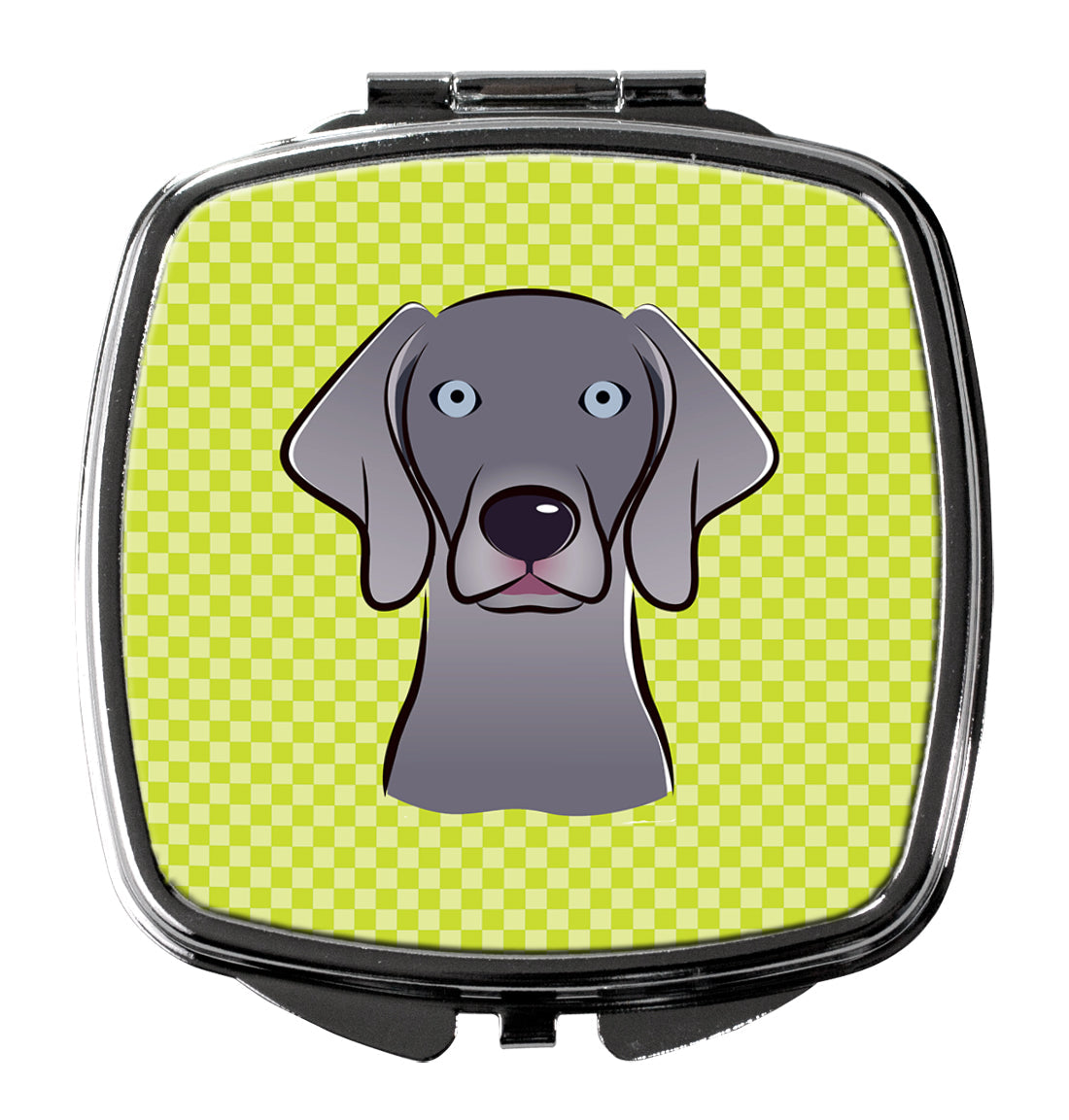 Checkerboard Lime Green Weimaraner Compact Mirror Decorative Travel Makeup Mirror for Women Girls Gifts Pocket Makeup Mirror Folding Handheld