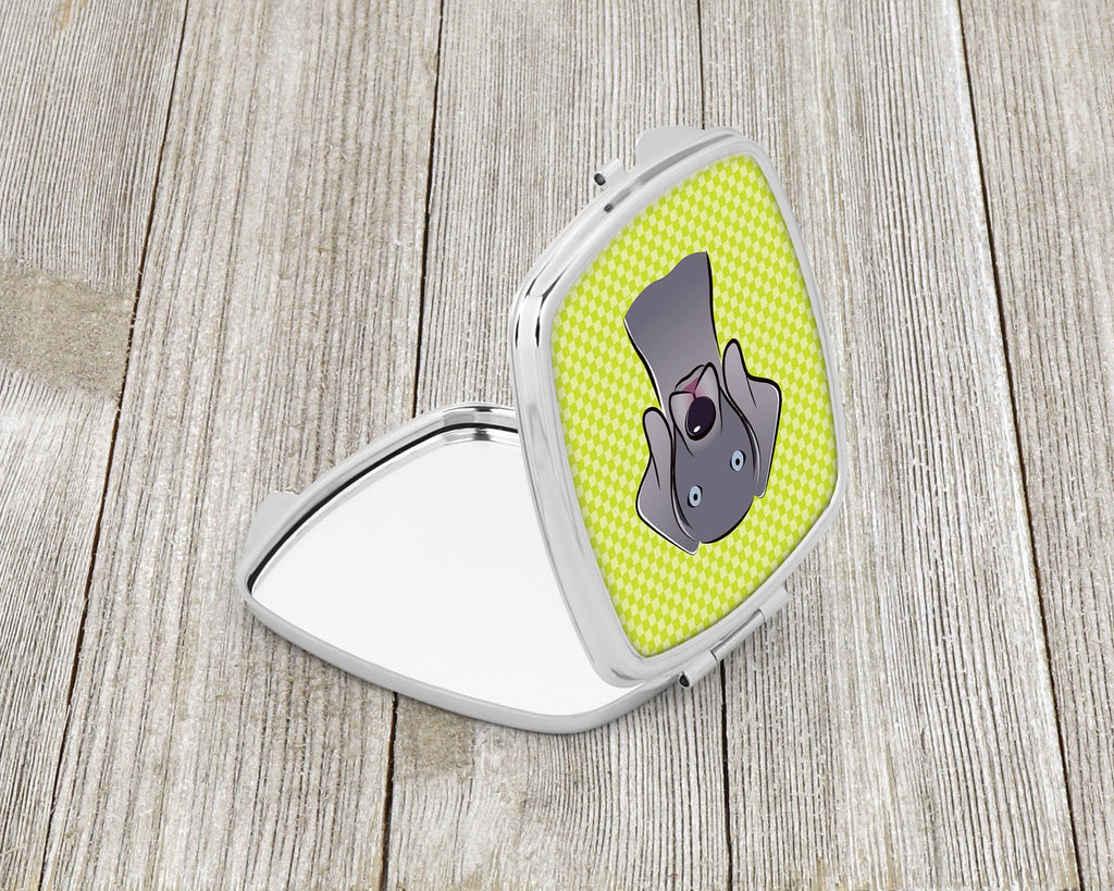 Checkerboard Lime Green Weimaraner Compact Mirror Decorative Travel Makeup Mirror for Women Girls Gifts Pocket Makeup Mirror Folding Handheld