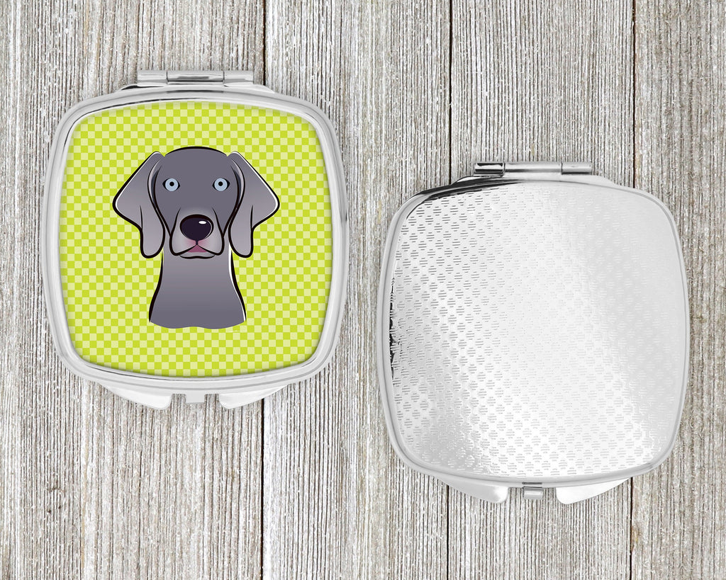 Checkerboard Lime Green Weimaraner Compact Mirror Decorative Travel Makeup Mirror for Women Girls Gifts Pocket Makeup Mirror Folding Handheld