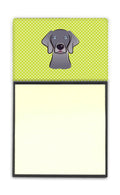 Checkerboard Lime Green Weimaraner Watercolor Sticky Note Holder Refillable Dispenser Desk Accessory 3x3 Pad Gift