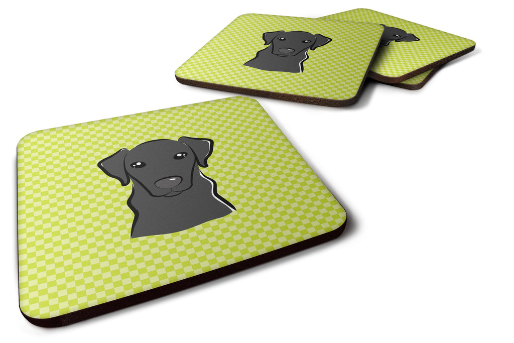 Checkerboard Lime Green Black Labrador Foam Coasters Set of 4 Cup Coasters for Indoor Outdoor, Tabletop Protection, Anti Slip, Mouse pad Material