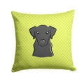 Checkerboard Lime Green Black Labrador Decorative Throw Pillow 14x14 Indoor Outdoor Accent Cushion, Fabric Cover with Insert for Sofa, Bed, Porch & Living Room