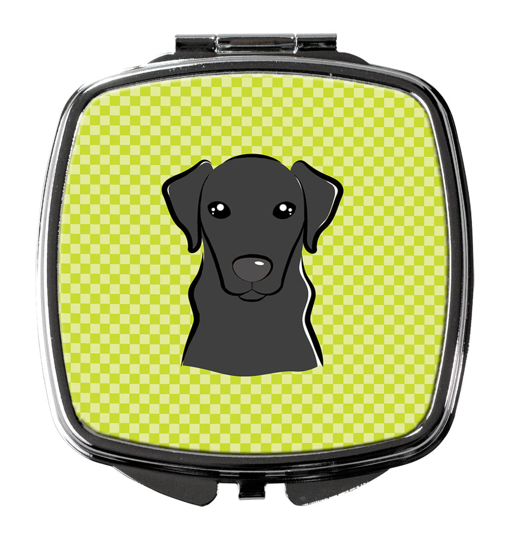 Checkerboard Lime Green Black Labrador Compact Mirror Decorative Travel Makeup Mirror for Women Girls Gifts Pocket Makeup Mirror Folding Handheld
