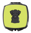 Checkerboard Lime Green Black Labrador Compact Mirror Decorative Travel Makeup Mirror for Women Girls Gifts Pocket Makeup Mirror Folding Handheld