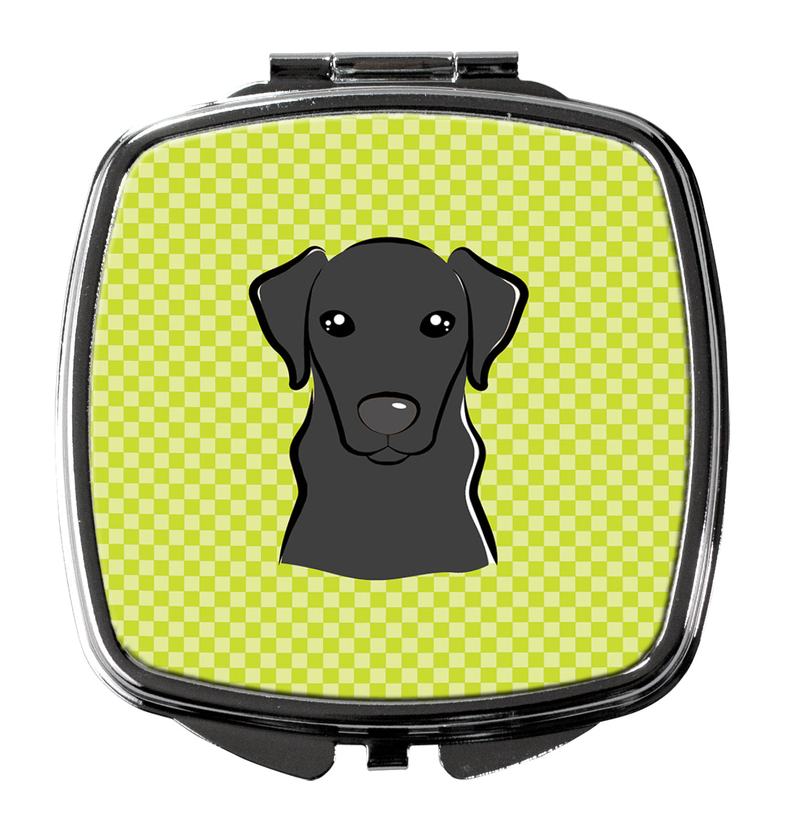 Checkerboard Lime Green Black Labrador Compact Mirror Decorative Travel Makeup Mirror for Women Girls Gifts Pocket Makeup Mirror Folding Handheld