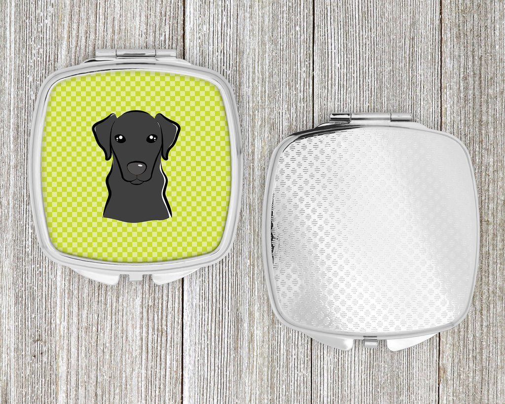 Checkerboard Lime Green Black Labrador Compact Mirror Decorative Travel Makeup Mirror for Women Girls Gifts Pocket Makeup Mirror Folding Handheld