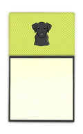 Checkerboard Lime Green Black Labrador Watercolor Sticky Note Holder Refillable Dispenser Desk Accessory 3x3 Pad Gift