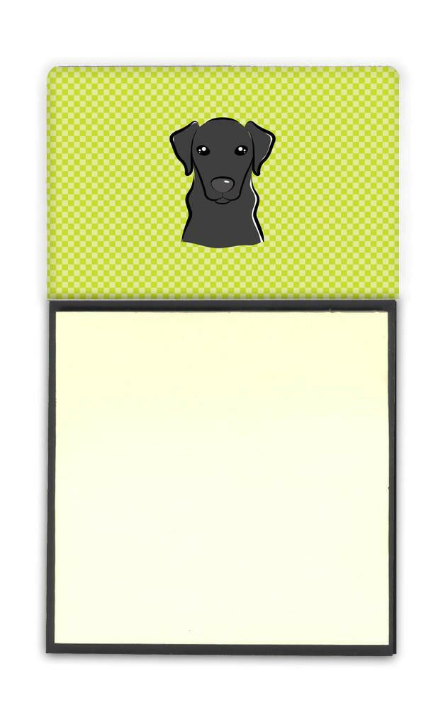 Checkerboard Lime Green Black Labrador Watercolor Sticky Note Holder Refillable Dispenser Desk Accessory 3x3 Pad Gift