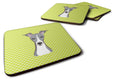 Checkerboard Lime Green Italian Greyhound Foam Coasters Set of 4 Cup Coasters for Indoor Outdoor, Tabletop Protection, Anti Slip, Mouse pad Material