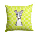 Checkerboard Lime Green Italian Greyhound Decorative Throw Pillow 14x14 Indoor Outdoor Accent Cushion, Fabric Cover with Insert for Sofa, Bed, Porch & Living Room