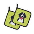 Checkerboard Lime Green Bernese Mountain Dog Pot Holder Set of 2 Heat Resistant Quilted Hot Pads 7.5 x 7.5 Inch, Insulated Kitchen Trivets for Cooking & Baking