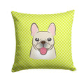 Checkerboard Lime Green French Bulldog Decorative Throw Pillow 14x14 Indoor Outdoor Accent Cushion, Fabric Cover with Insert for Sofa, Bed, Porch & Living Room