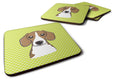 Checkerboard Lime Green Beagle Foam Coasters Set of 4 Cup Coasters for Indoor Outdoor, Tabletop Protection, Anti Slip, Mouse pad Material