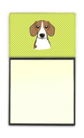 Checkerboard Lime Green Beagle Watercolor Sticky Note Holder Refillable Dispenser Desk Accessory 3x3 Pad Gift