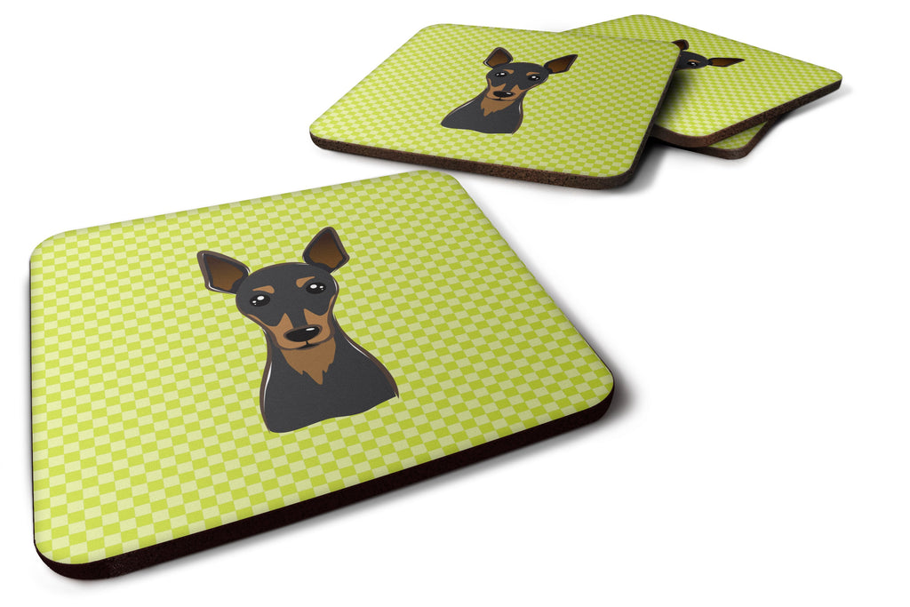 Checkerboard Lime Green Min Pin Foam Coasters Set of 4 Cup Coasters for Indoor Outdoor, Tabletop Protection, Anti Slip, Mouse pad Material