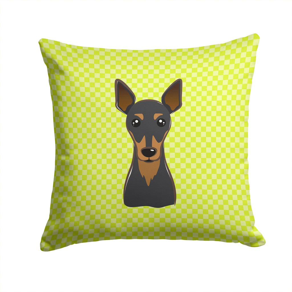 Checkerboard Lime Green Min Pin Decorative Throw Pillow 14x14 Indoor Outdoor Accent Cushion, Fabric Cover with Insert for Sofa, Bed, Porch & Living Room