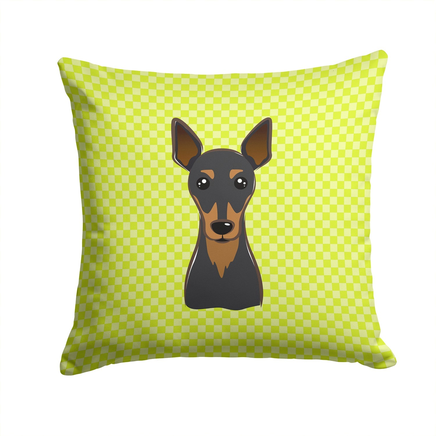 Checkerboard Lime Green Min Pin Decorative Throw Pillow 14x14 Indoor Outdoor Accent Cushion, Fabric Cover with Insert for Sofa, Bed, Porch & Living Room