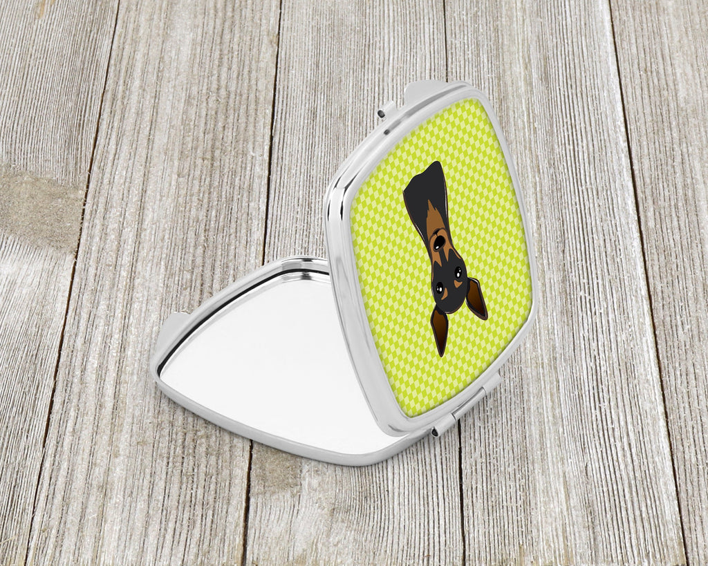 Checkerboard Lime Green Min Pin Compact Mirror Decorative Travel Makeup Mirror for Women Girls Gifts Pocket Makeup Mirror Folding Handheld