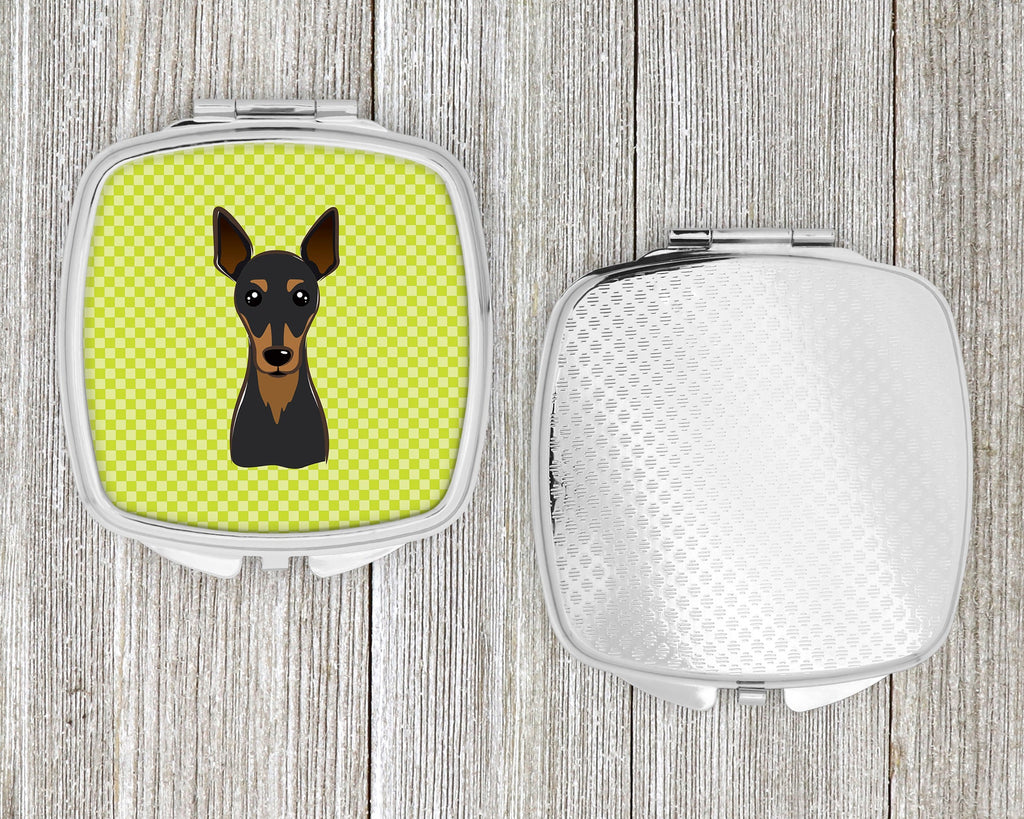 Checkerboard Lime Green Min Pin Compact Mirror Decorative Travel Makeup Mirror for Women Girls Gifts Pocket Makeup Mirror Folding Handheld
