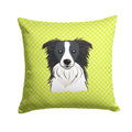 Checkerboard Lime Green Border Collie Decorative Throw Pillow 14x14 Indoor Outdoor Accent Cushion, Fabric Cover with Insert for Sofa, Bed, Porch & Living Room
