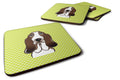 Checkerboard Lime Green Basset Hound Foam Coasters Set of 4 Cup Coasters for Indoor Outdoor, Tabletop Protection, Anti Slip, Mouse pad Material